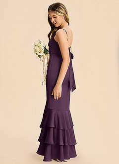 Azazie Fay Junior Plum Mermaid Ruched Stretch Satin Dress image3