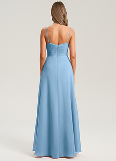 Azazie Terese Bridesmaid Dresses Steel Blue A-Line Pleated Chiffon Dress image2