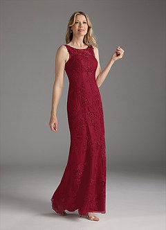 Azazie Whilhelmina Mother of the Bride Dresses Burgundy Mermaid Lace Chiffon Dress image4