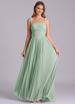 Azazie Mina Bridesmaid Dresses Agave A-Line Pleated Chiffon Dress image4