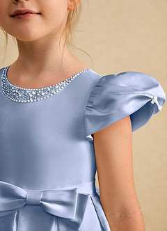 Azazie Pearl vestidos de niña de las flores Vestido de Hielo de Satin Mate de Princesa con Plisado image6
