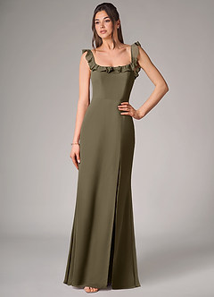 Azazie Callie Abiti da Damigella Abito Convertibile Sirena in Chiffon Spacco Laterale Willow Green image4