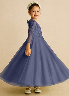 Azazie Precious Flower Girl Dresses Stormy A-Line Lace Tulle Dress image3