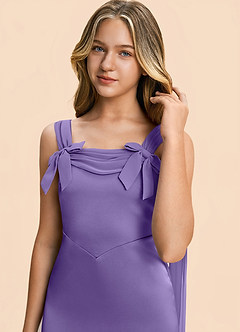 Azazie Chelsea Junior Tahiti Sheath Pleated Stretch Satin Dress image7