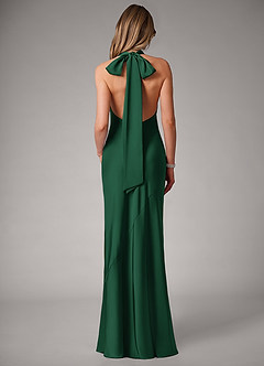Azazie Velli Vestidos de damas de honor Vestido de Verde Oscuro de Satén Elástico de Corte Sirena image5