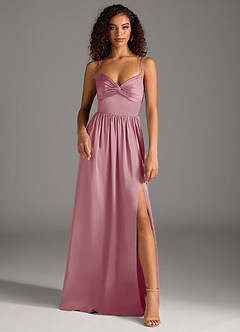 Azazie Zeya Bridesmaid Dresses Vintage Mauve A-Line Pleated Stretch Satin Dress image2