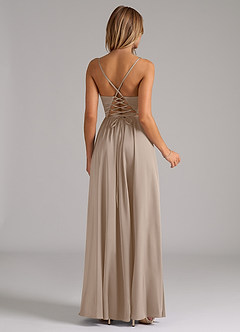 Azazie Aaida Brautjungfernkleider A-Linie Korsett Stretch-Satin Kleid Taupe image6