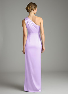 Azazie Emorie Final Sale Lilac Sheath One Shoulder Stretch Satin Dress image6