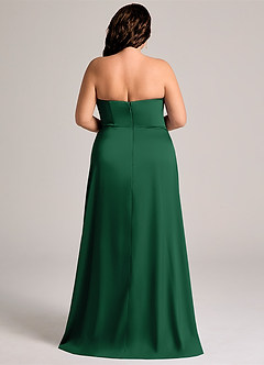 Azazie Wren Abiti da Damigella Abito Convertibile A-Line in Raso Elasticizzato Senza Cinturino Verde Scuro image7