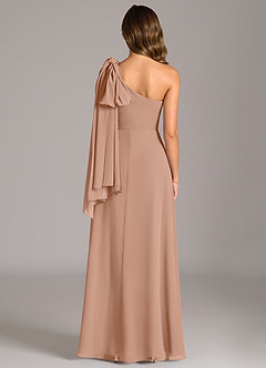 Azazie Tella Jurken voor bruidsmeisjes Jurk van Chiffon met A-Lijn One-Shoulder Champagne Roos image7
