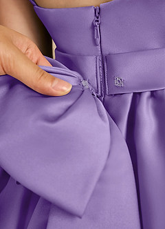 Azazie Davine vestidos de niña de las flores Vestido de Tahití de Satin Mate de Corte En A con Tirante Espagueti image11