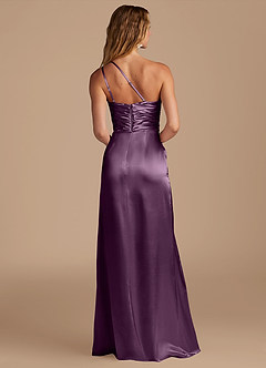 Azazie Eren Bridesmaid Dresses Plum Sheath One Shoulder Metallic Satin Dress image5