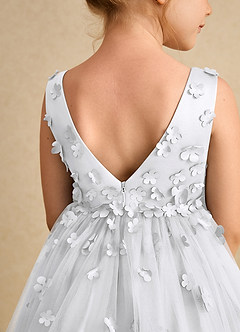 Azazie Lana Flower Girl Dresses White A-Line Sleeveless Matte Satin Dress image7