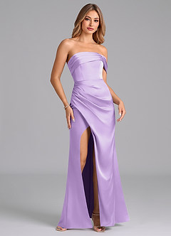 Azazie Lisbeth Bridesmaid Dresses Lilac Mermaid Off the Shoulder Stretch Satin Convertible Dress image4