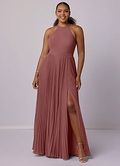 Barbie ♥ Azazie Bridesmaid Dresses Desert Rose A-Line Pleated Chiffon Dress image7