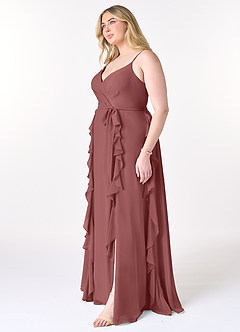 Azazie Peyton Abiti da Damigella Abito A-Line in Chiffon Increspato Ametista image9