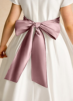 Azazie Deary Flower Girl Dresses Ivory Dusty Rose A-Line Bow Cotton Dress image8