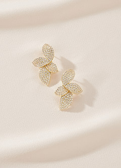front Boucles d'oreilles en forme de feuille de diamant brillant