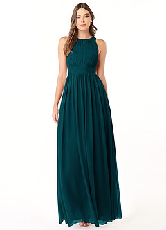 Azazie Luz Bridesmaid Dresses Pine A-Line Lace Chiffon Dress image1
