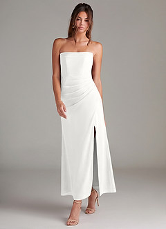 Azazie Leonis Bridesmaid Dresses White Mermaid Strapless Chiffon Convertible Dress image7