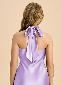 Azazie Chickie Junior Robe Fourreau en Satin extensible Plissée Lilas image6