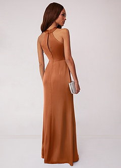 Barbie ♥ Azazie Bridesmaid Dresses Copper Sheath Stretch Satin Dress image2
