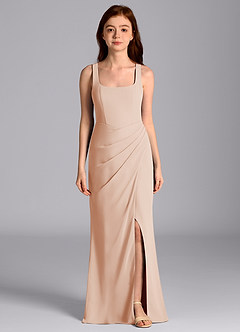Azazie Mero Junior English Rose Mermaid Pleated Chiffon Dress image4