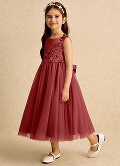 Azazie Malva vestidos de niña de las flores Vestido de Óxido de Tul de Princesa con Lazo image5