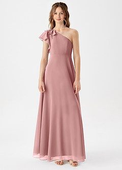 Azazie Arabella Junior Klä av A-Line i Chiffong Rynkad image3