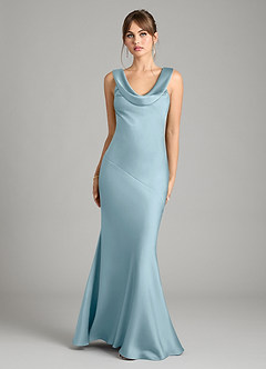 Azazie Rylina Vestidos de damas de honor Vestido de Azul Malhumorado de Satén Elástico de Corte Sirena image1