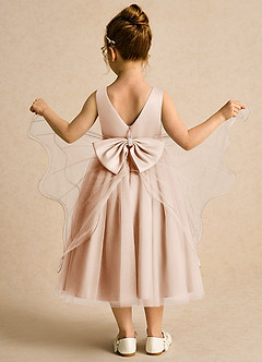 Azazie Pear Flower Girl Dresses English Rose Ball-Gown Bow Tulle Dress image3