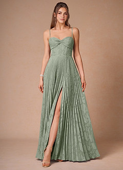Akiko Pistachio Pleated Maxi Dress image11