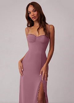 Barbie ♥ Azazie Bridesmaid Dresses Vintage Mauve Sheath Corset Chiffon Dress image4