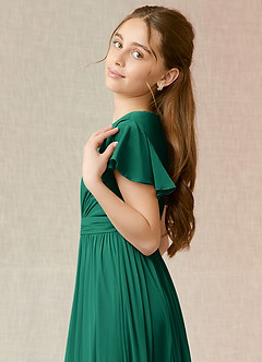 Azazie Mosley Junior A-Linie Gestreift Gittergewebe Kleid Smaragd image6