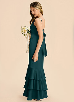 Azazie Fay Junior Pine Mermaid Ruched Stretch Satin Dress image3