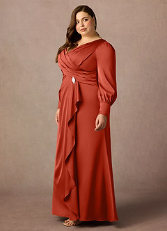 Azazie Petrina Klänningar till brudens mor Klä Sjöjungfru i Stretch Satin Plisserad Rost image5