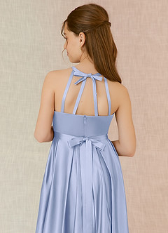 Azazie Arianthe Junior Ice A-Line with Pockets Matte Satin Dress image7