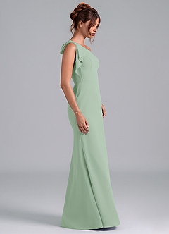 Azazie Rinna Bridesmaid Dresses Agave Mermaid One Shoulder Chiffon Dress image5