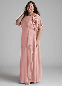 Azazie Aaliyah Modest Bridesmaid Dresses A-Line Scoop Pleated Chiffon Floor-Length Dress image7
