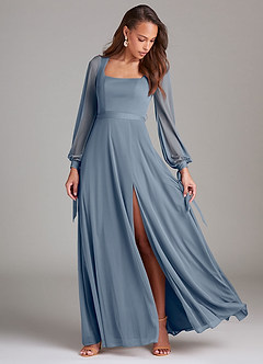 Azazie Leonia Bridesmaid Dresses Twilight A-Line Long Sleeve Mesh Dress image2