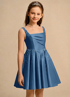 Azazie Jello Flower Girl Klänningar Klä Balklänning i Matt satäng Plisserad image3