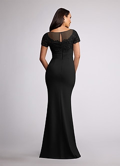 Azazie Susan Abiti per la Madre della Sposa Abito Tubino in Crepe Elasticizzato Pizzo Nero image4