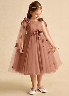 Azazie Staria Abiti da Ragazza di Fiori Abito Principessa in Tulle Increspato Bronzo image7