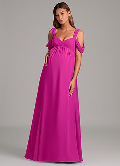 Azazie Rhea Maternity Bridesmaid Dresses A-Line Pleated Chiffon Floor-Length Dress image1