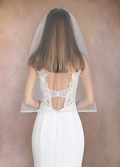 front Sheena Beads Waist Length Veil