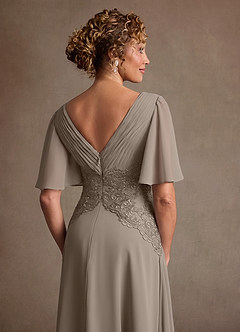 Azazie Milliat Abiti per la Madre della Sposa Abito A-Line in Chiffon Pizzo Taupe image6