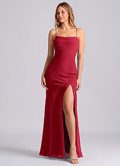 Azazie Grata Bridesmaid Dresses Scarlet Mermaid Pleated Chiffon Dress image1