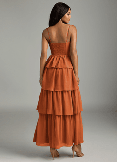 Azazie Kaiden Bridesmaid Dresses Cinnamon A-Line Sweetheart Neckline Chiffon Dress image2