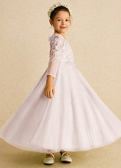 Azazie Precious Flower Girl Dresses Rose Petal A-Line Lace Tulle Dress image3