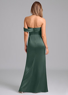 Azazie Lisbeth Robes de demoiselle d'honneur Robe Sirène Convertible en Satin extensible Épaule décolletée Mousse De Mer image7